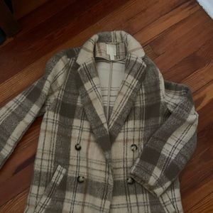 H&M wool blend plaid coat